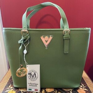 Valentino Orlandi Green Tote Bag